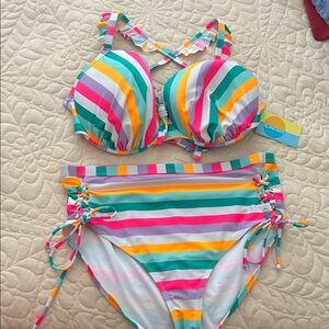 NWT Striped Multicolor Bikini Set